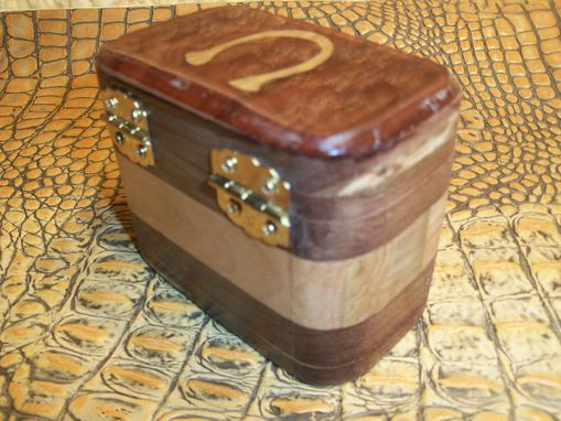 Custom Made Walnut Keepsake Box With Horse Shoe Inlay