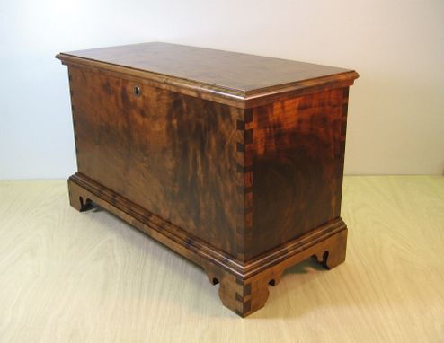 Custom Made Curly Cherry Blanket Chest Keepsake Box With Tiger Maple Tray