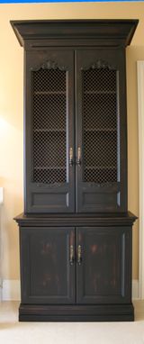 Custom Made Distressed, Painted Linen Cabinet