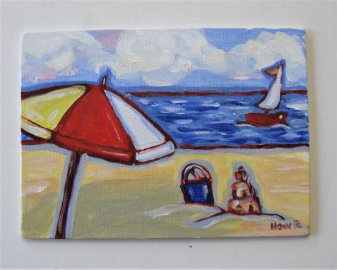 Custom Made Original Acrylic Impressionist Beach Painting, 7" X 5"