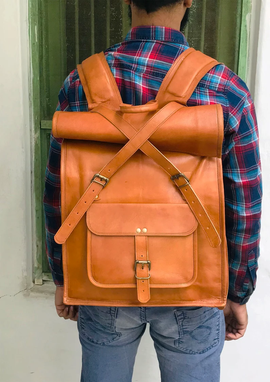 Custom Made Leather Backpack, Travel Backpack Rucksack, Brown Leather