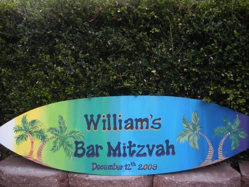 Custom Made Bar Mitzvah Surfboard Surf Party Sign In Board