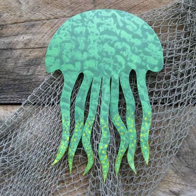 Custom Made Sea Life Wall Art Sculpture - Jellyfish - Reclaimed Metal Ocean Wall Decor Beach House Wall Art