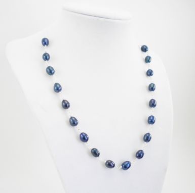 Custom Made Blue Freshwater Pearl And Sterling Silver Necklace