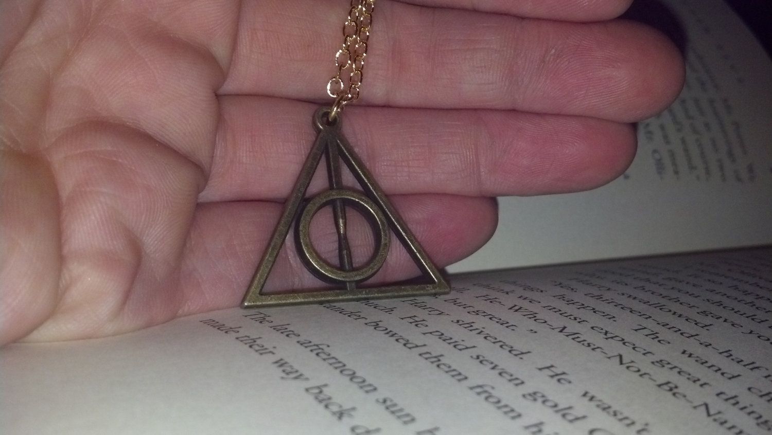 Buy a Hand Made Sale Harry Potter Inspired Deathly Hallows Necklace In Gold, Ready To Ship, made