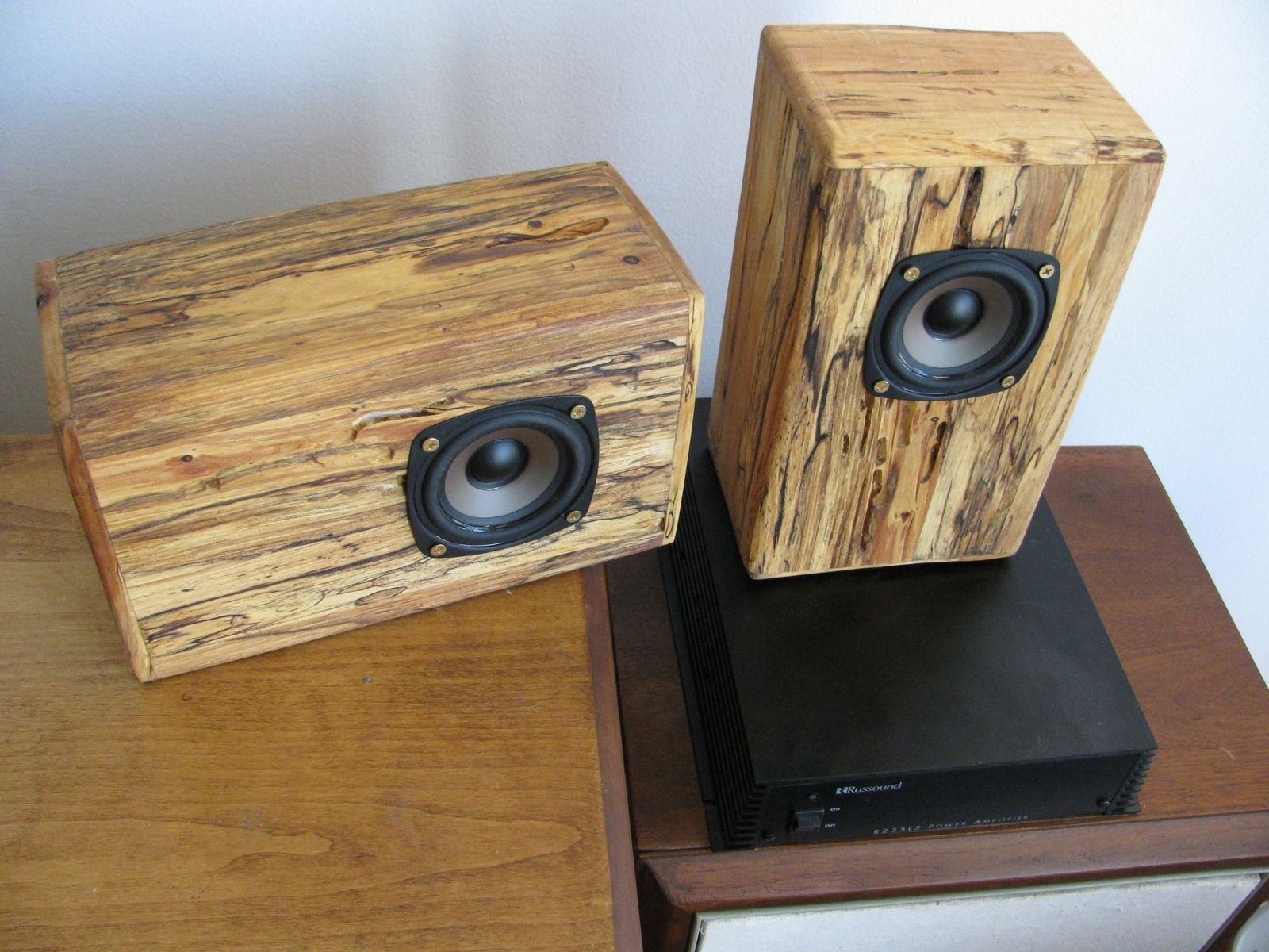 Hand Crafted Spalted Wormy Maple Speakers By Five Fork Studio