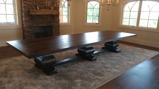 Custom Made Reclaimed Oak Triple Pedestal Table