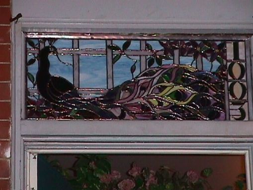 Custom Made Address Number Stained Glass Transom Of A Peacock