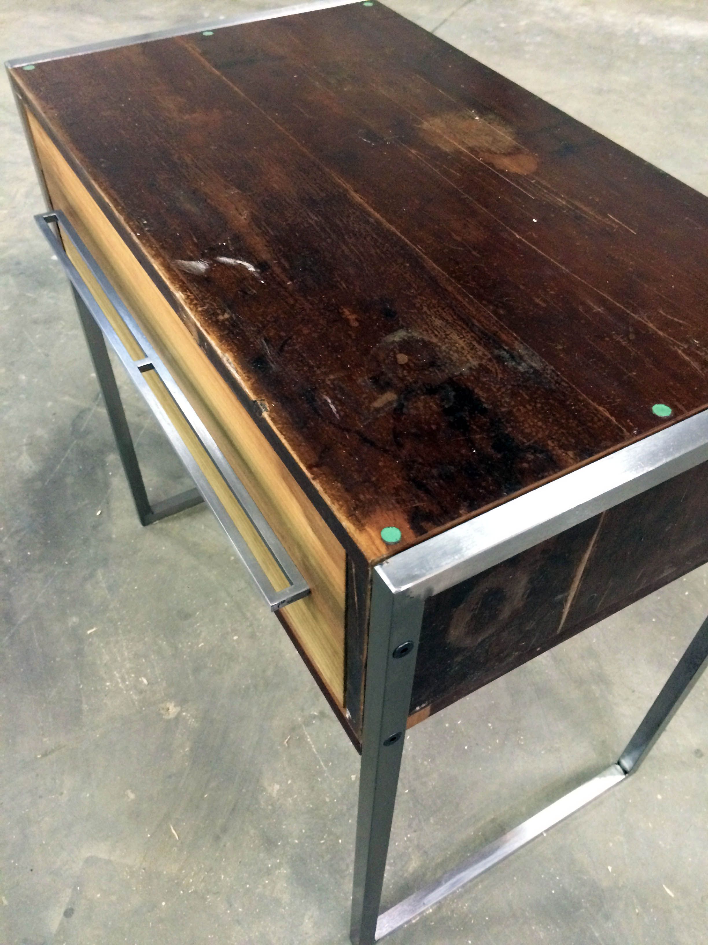 Hand Crafted Reclaimed Wood And Steel Nightstand by Object A