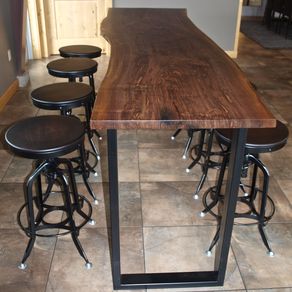 Buy a Hand Made Douglas Fir Live Edge Bar Height Slab Table, made ... - Live Edge Walnut Bar Height Table by Michael Heuser