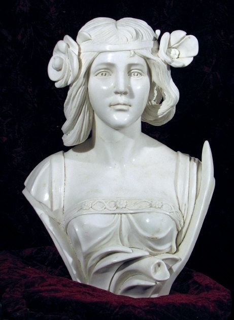 Hand Crafted Marble Bust Of A 30s Flapper Girl by HC Bronze and Marble  Sculpture
