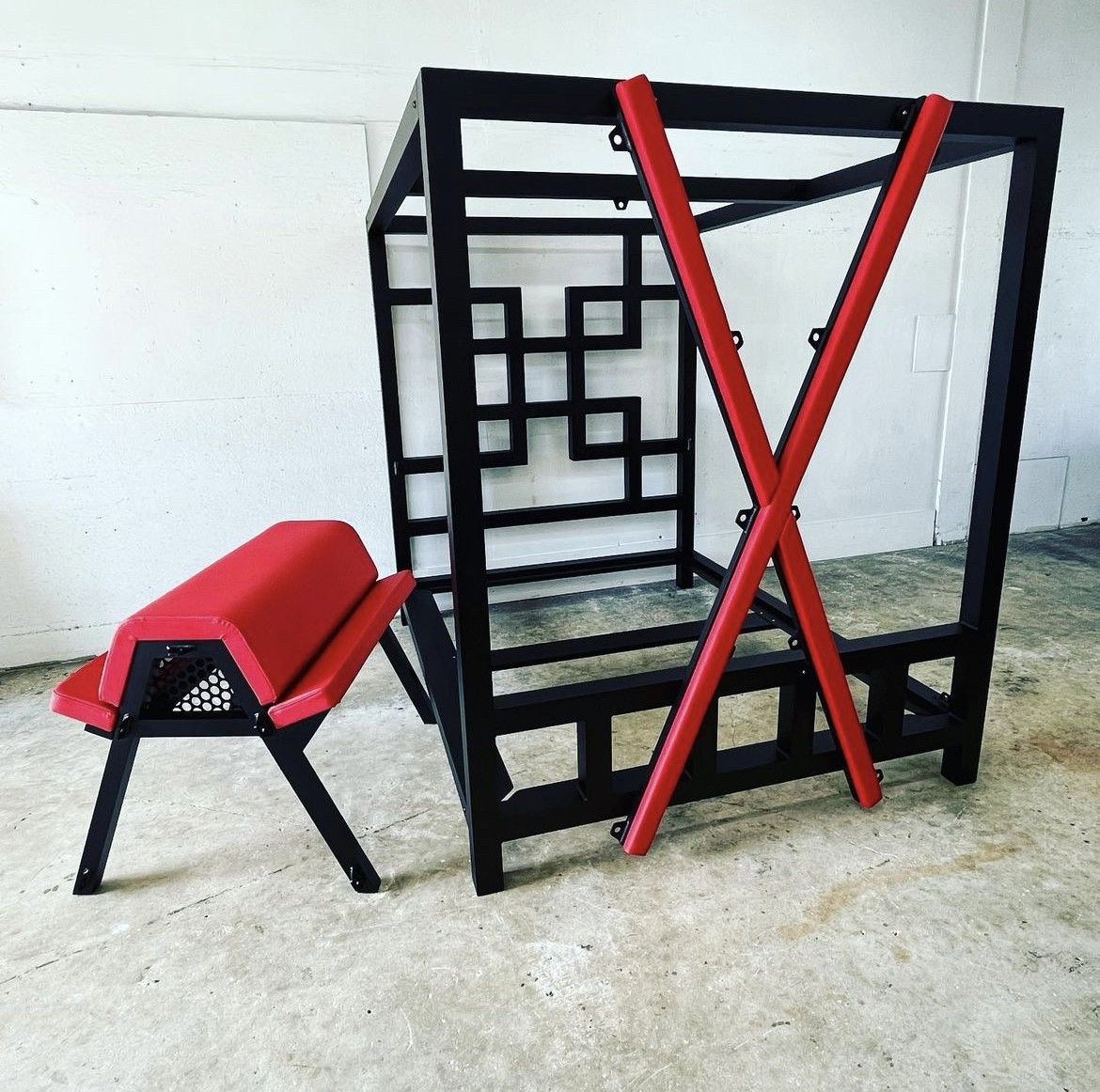 Hand Made Metal Bed 4in Square Tube Removable Cross And Matching Bench by  Articolo Woodshop | CustomMade.com