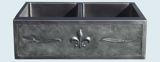 Custom Made Stainless Sink With Repousse Fleur-De-Lis