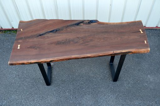 Custom Made Live Edge Walnut Standing Desk With Modern Base