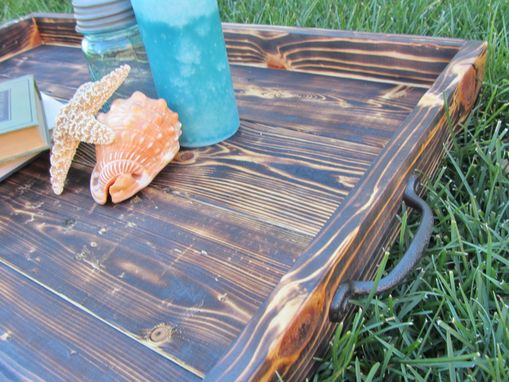 Custom Made Wood Ottoman Tray Made From Reclaimed Pallet Wood Serving Tray