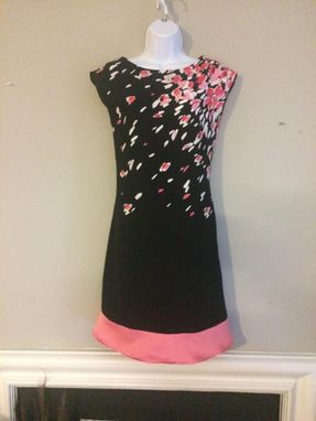 Custom Made Size 1 Black With Floral Print A-Line Dress