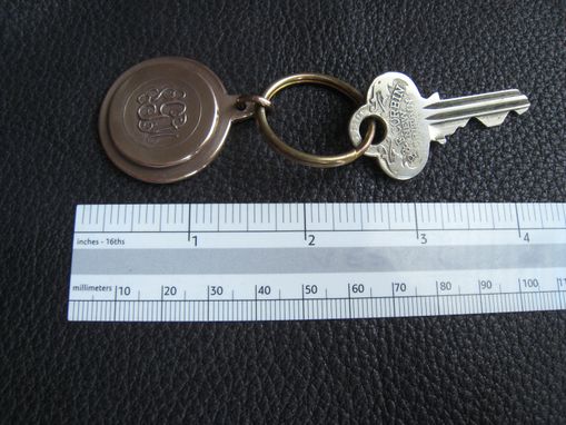 Custom Made Solid Bronze Monogrammed, Logo, Or Custom Keychain Fob With Solid Brass Split Ring
