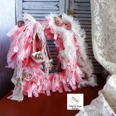 Custom Made Romantic Rose And Vintage Ballet Shoes Style Tabletop Wreath