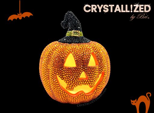 Custom Made Crystallized Halloween Light Up Pumpkin Bling Home Decor Made With Austrian Crystals Bedazzled