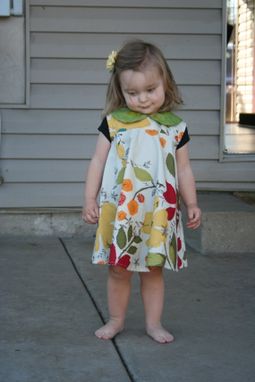 Custom Made Floral Art Sleeveless Dress With Floral Hair Clip-Size 2