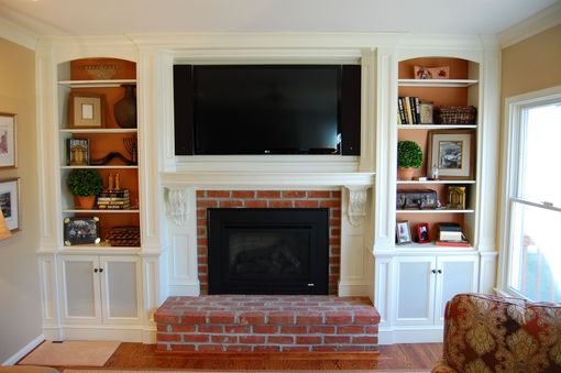 Custom Made Over Mantel Tv Cabinetry