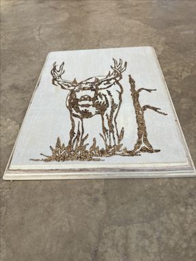 Custom Made Free Hand Mule Deer Woodburning