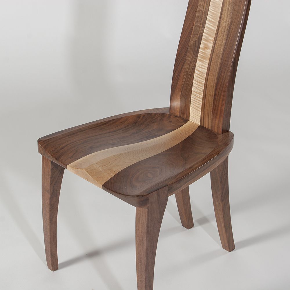 Hand Made Dining Chairs Modern, Solid Wood, Handmade Walnut, Carved
