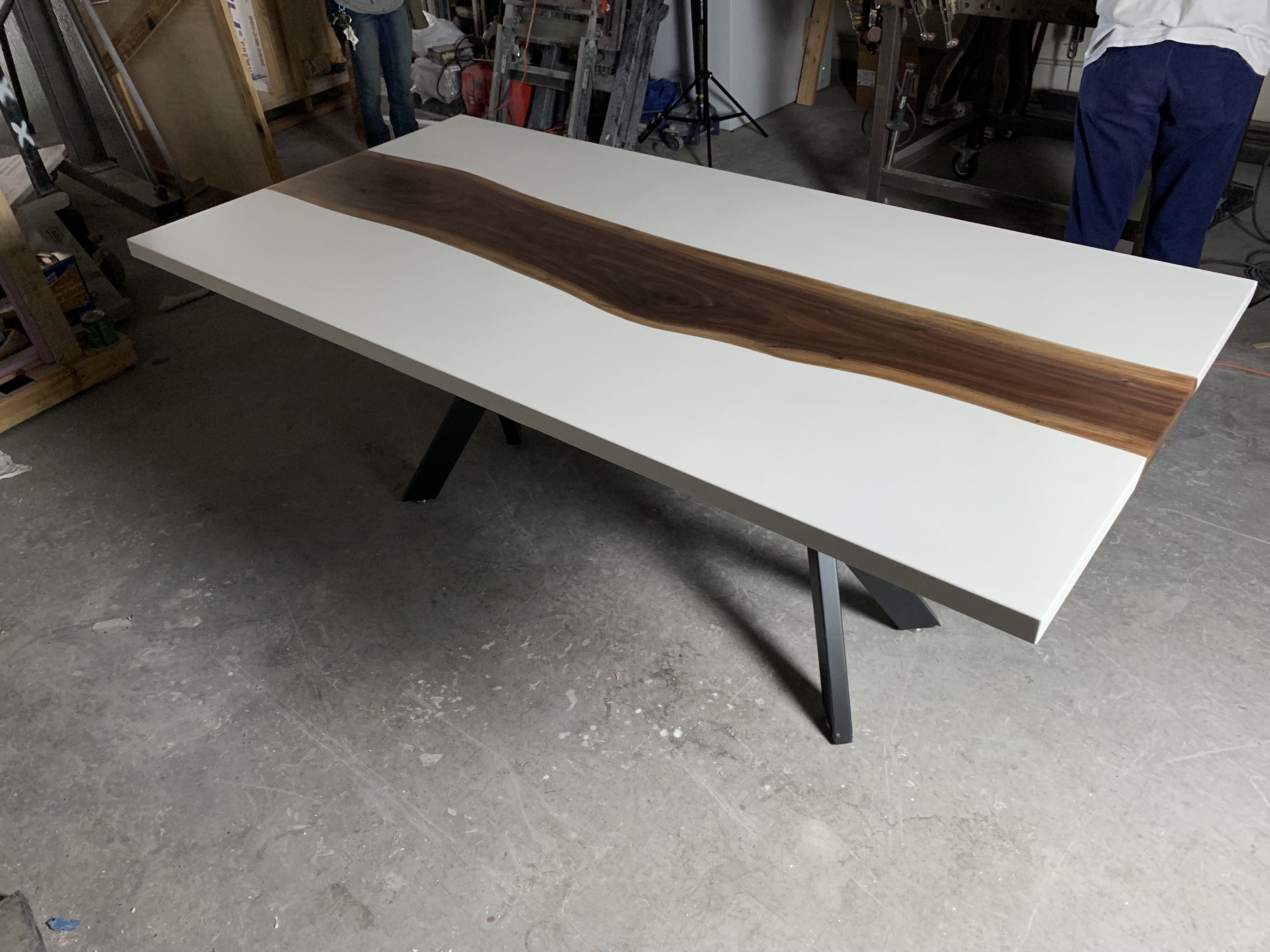 Hand Crafted Live Edge Wood In Concrete Dining Table by Ore 96