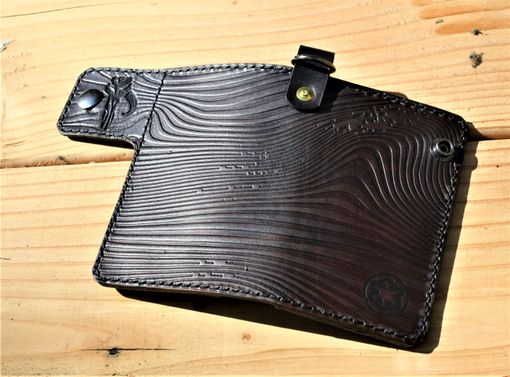 Custom Made Handmade Leather Biker Wallet Vegetable Tan The Mandalorian Beskar Steel Gray