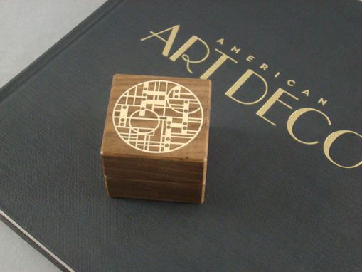 Custom Made Art Deco Ring Box Inlaid With Holly. Free Engraving And Shipping.  Rb-1