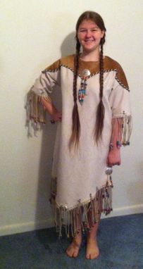 Custom Made American Native Dress/ Genuine Leather Trim