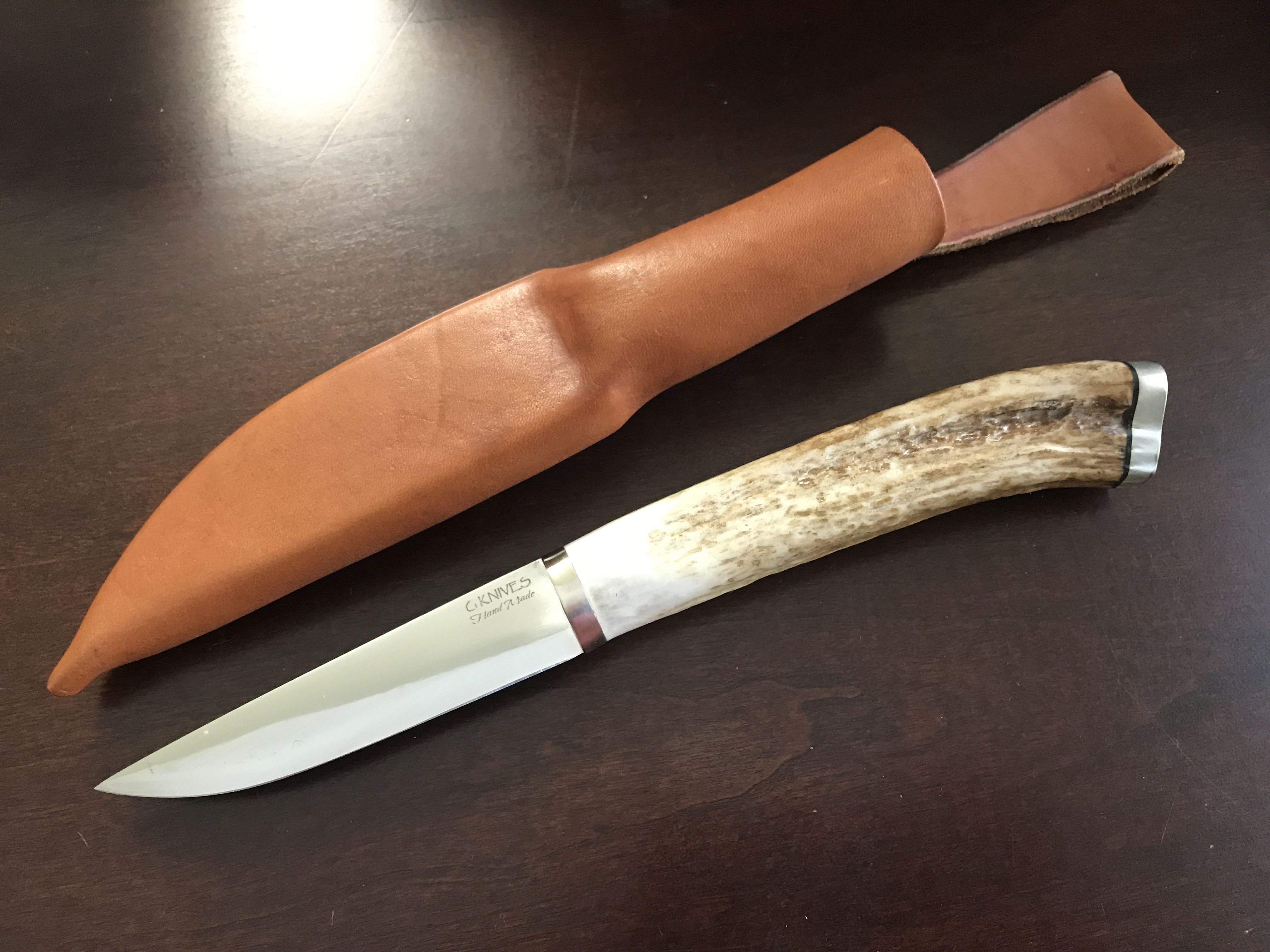 Buy Custom Hand Forged Usa Maker, Stag Handle, Finnish Style Puukko Knife With Sheath, made to order from G Knives, Made | CustomMade.com