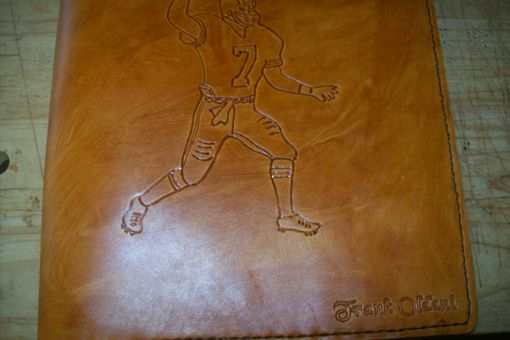 Custom Made Custom Leather Portfolio With Football Player And Phrase