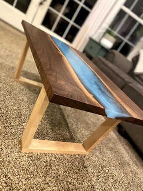 Custom Made Custom Hardwood And Epoxy Coffee Table