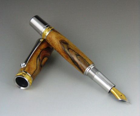 Custom Made Majestic Fountain Pen, Exotic Spalted Maple Burl Wood Body
