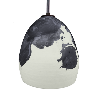 Custom Made Porcelain Ceramic Ombre Black Clay Pendant Light