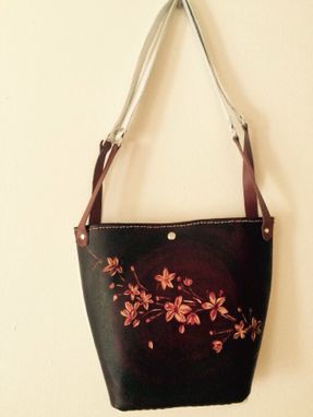Custom Made Leather Cherry Blossom Shoulder Tote