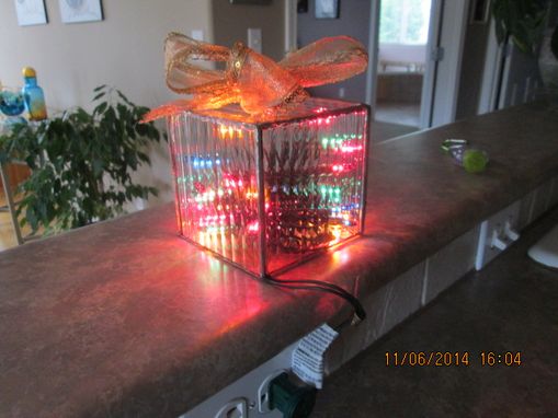 Custom Made Textured Glass Cube With Lights