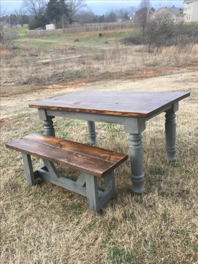 Custom Made Rustic Turned Leg Farmhouse Table