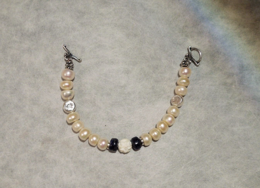 Custom Made Wedding Bracelet Freshwater Pearls Silver Lapislazuli