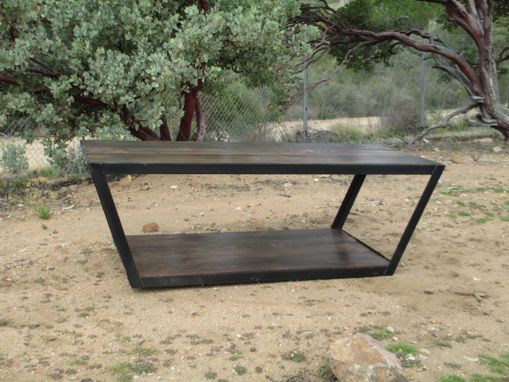 Custom Made Modern Steel And Wood Coffee Table