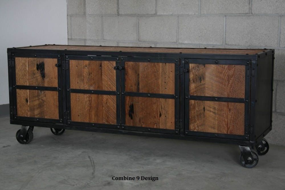 Buy A Handmade Vintage Industrial Media Console Credenza Rustic