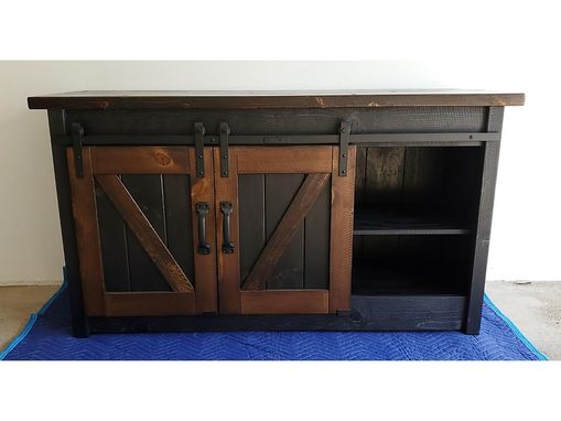 Custom Made 60" Rustic Wine Bar Or Tv Cabinet W/Sliding Barn Doors