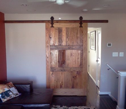 Custom Made Reclaimed Wood Sliding Barn Door With Vintage Hardware