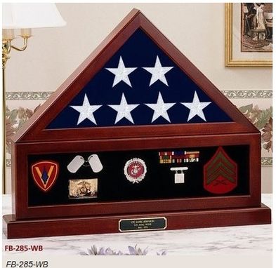 Custom Made Combination Flag Display Case Shadow Box, Flag Medal Pedestal