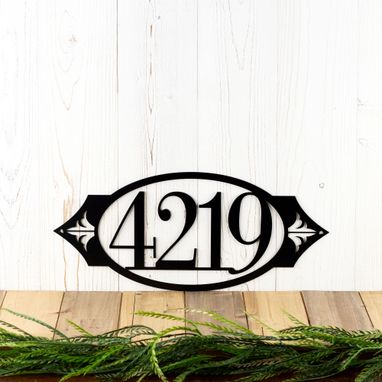 Custom Made Oval House Number Metal Sign With Fleur De Lis