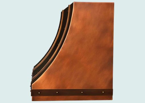 Custom Made Copper Range Hood With Brass Straps