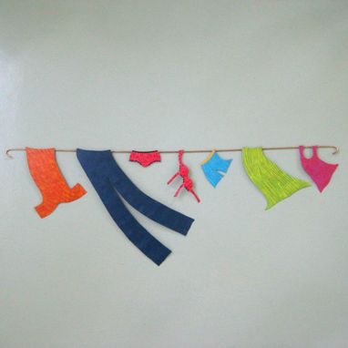 Custom Made Clothes Line Wall Art - Sale - Upcycled Metal Wall Hanging Indoor Outdoor