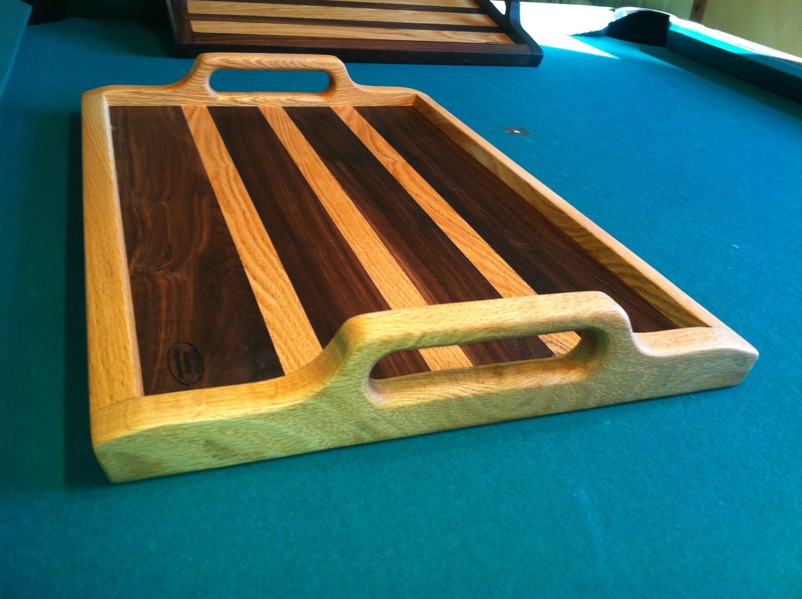 Hand Crafted Oak And Walnut Serving Trays by Droptine Woodworks
