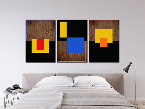 Custom Made 3 Panel Art 72x40 Wood Wall Abstract Painting Modern Home Decor To Order From Mod Custommade Com - Abstract Artists Home Decor